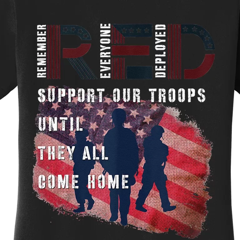 On Friday We Wear Red Friday Military Support Troops US Flag Women's T-Shirt