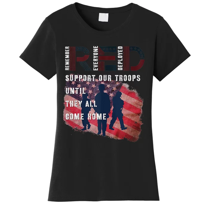 On Friday We Wear Red Friday Military Support Troops US Flag Women's T-Shirt