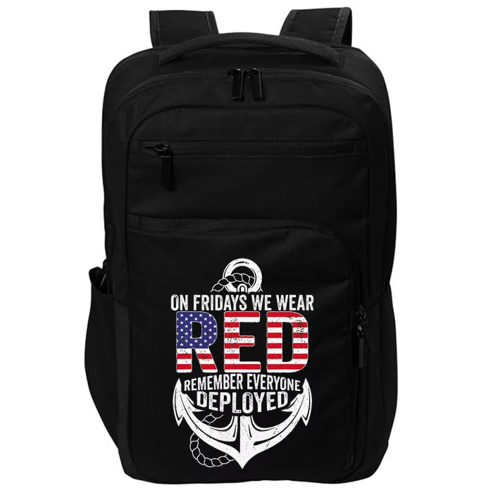 On Fridays We Wear Red Friday Navy Gift Distressed Impact Tech Backpack