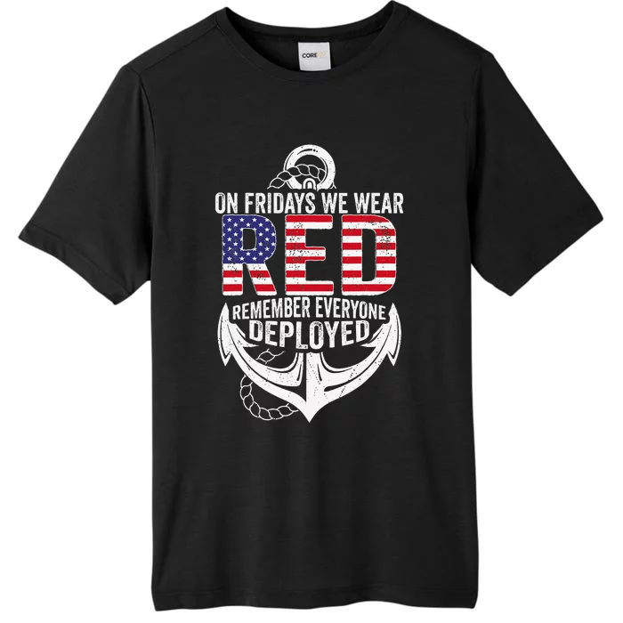 On Fridays We Wear Red Friday Navy Gift Distressed ChromaSoft Performance T-Shirt