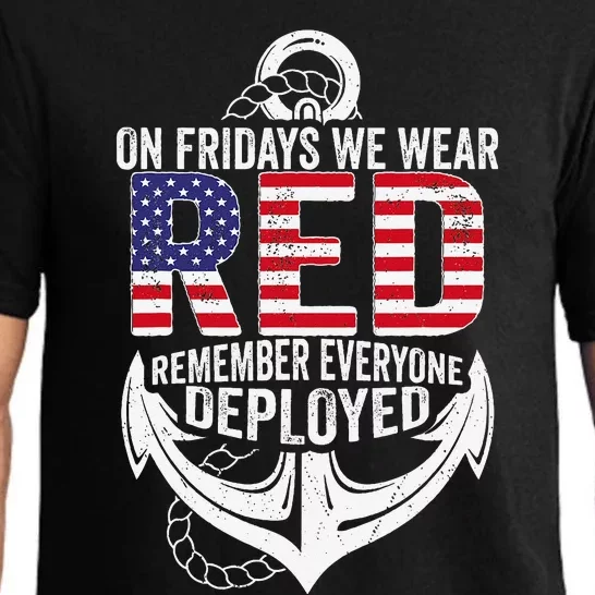 On Fridays We Wear Red Friday Navy Gift Distressed Pajama Set