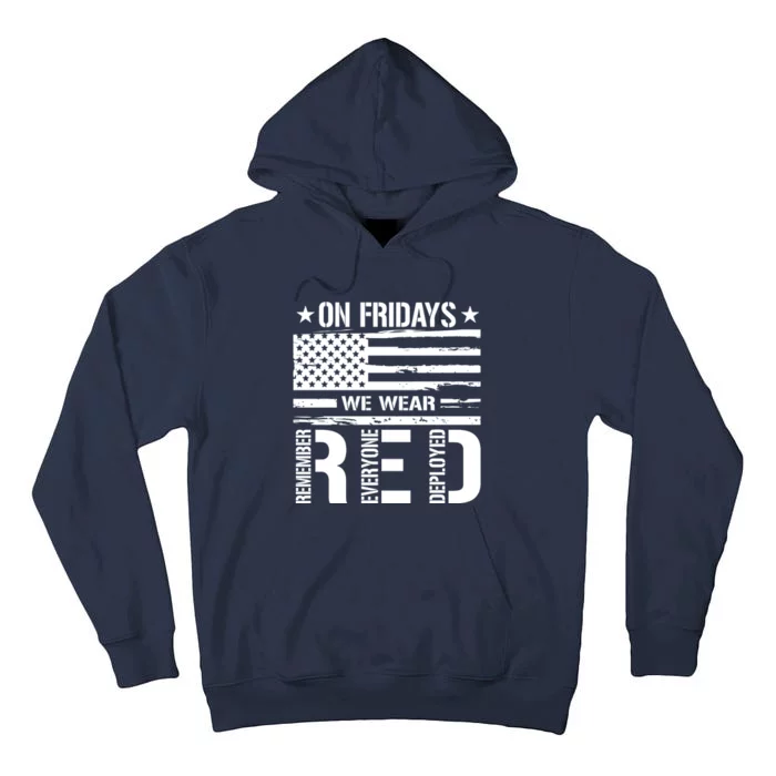 On Friday We Wear Red American Flag Us Veteran Tall Hoodie