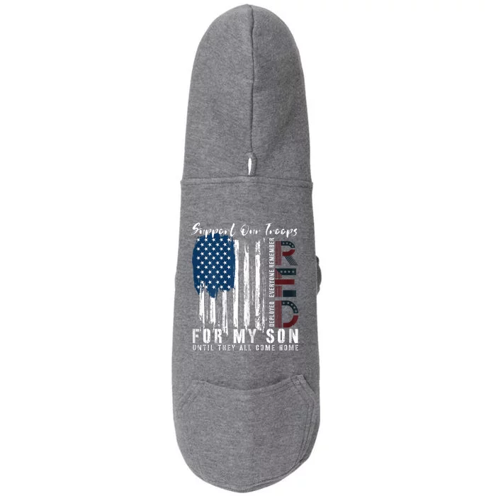 On Friday We Wear Red For My Son Military Support Us Flag Doggie 3-End Fleece Hoodie