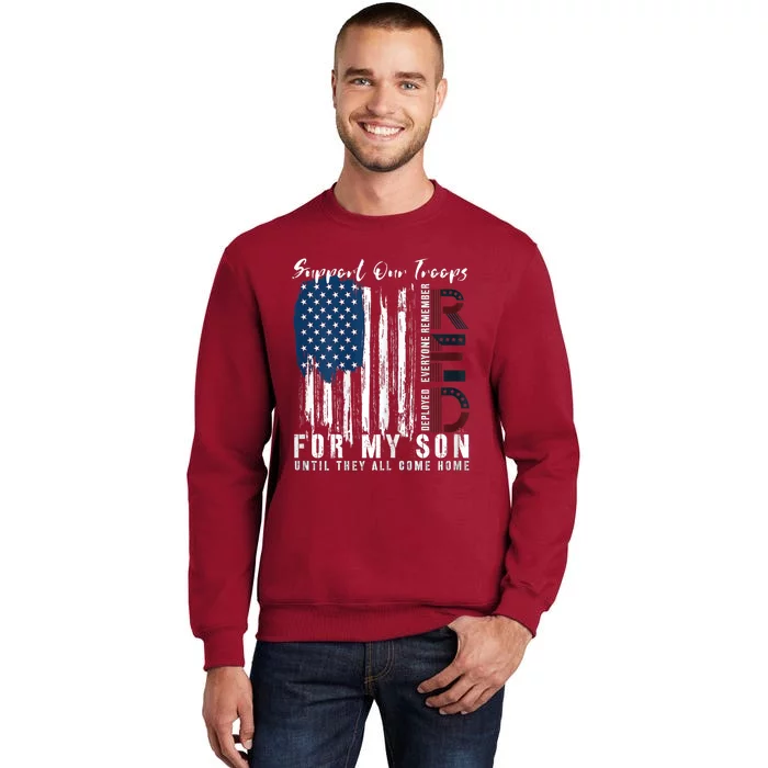 On Friday We Wear Red For My Son Military Support Us Flag Tall Sweatshirt