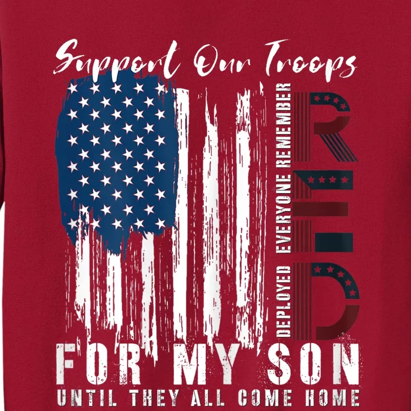 On Friday We Wear Red For My Son Military Support Us Flag Tall Sweatshirt