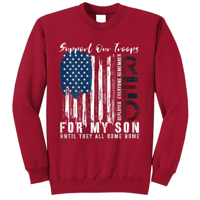 On Friday We Wear Red For My Son Military Support Us Flag Tall Sweatshirt