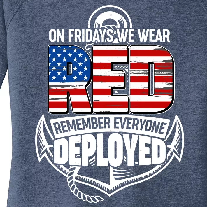 On Fridays We Wear RED Remember Everyone Deployed Women's Perfect Tri Tunic Long Sleeve Shirt