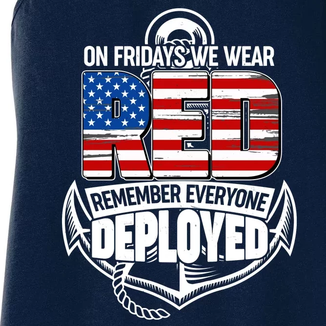 On Fridays We Wear RED Remember Everyone Deployed Women's Racerback Tank