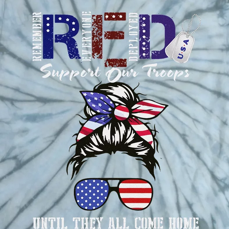 On Friday We Wear Red Military Support Troops Red Us Flag Tie-Dye T-Shirt