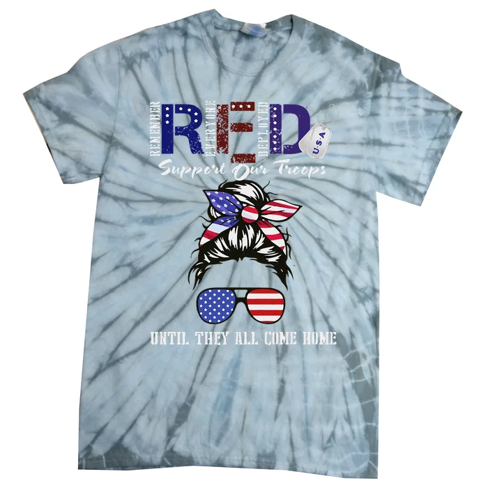 On Friday We Wear Red Military Support Troops Red Us Flag Tie-Dye T-Shirt