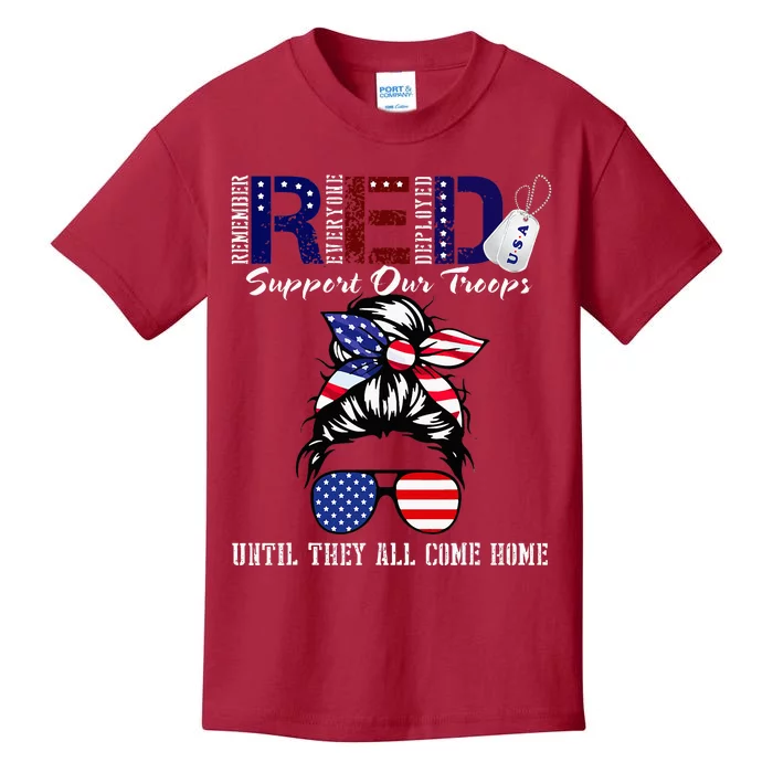 On Friday We Wear Red Military Support Troops Red US Flag Kids T-Shirt