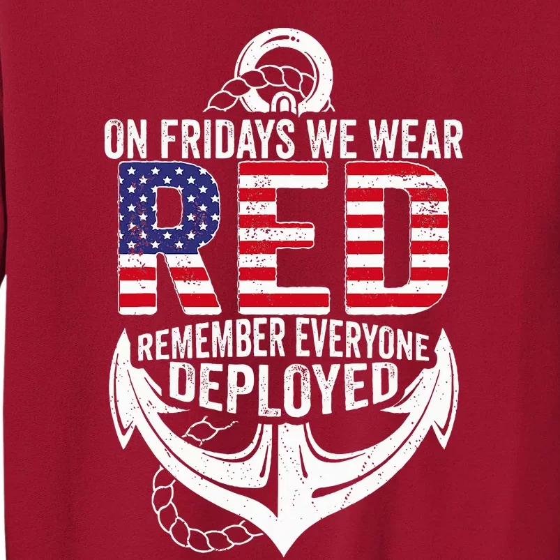 On Fridays We Wear Red Friday Navy Gift Distressed Tall Sweatshirt