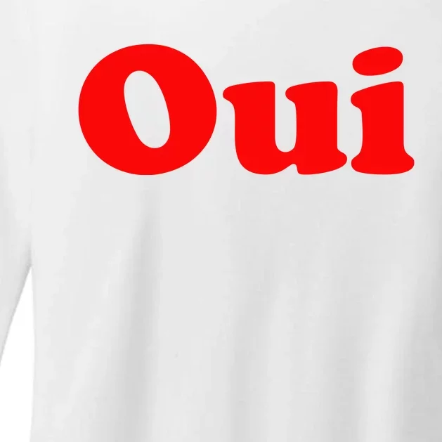 Oui French Yes Red Retro 90s Womens CVC Long Sleeve Shirt