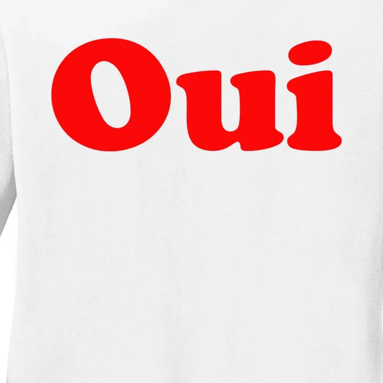 Oui French Yes Red Retro 90s Ladies Long Sleeve Shirt