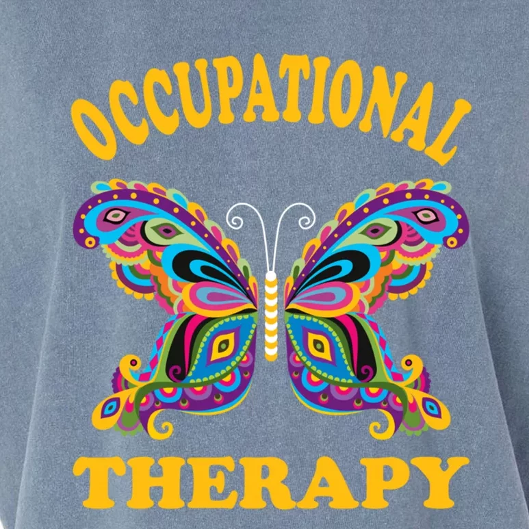 Ot Graduation 70s Retro Butterfly Occupational Therapy Funny Gift Garment-Dyed Women's Muscle Tee