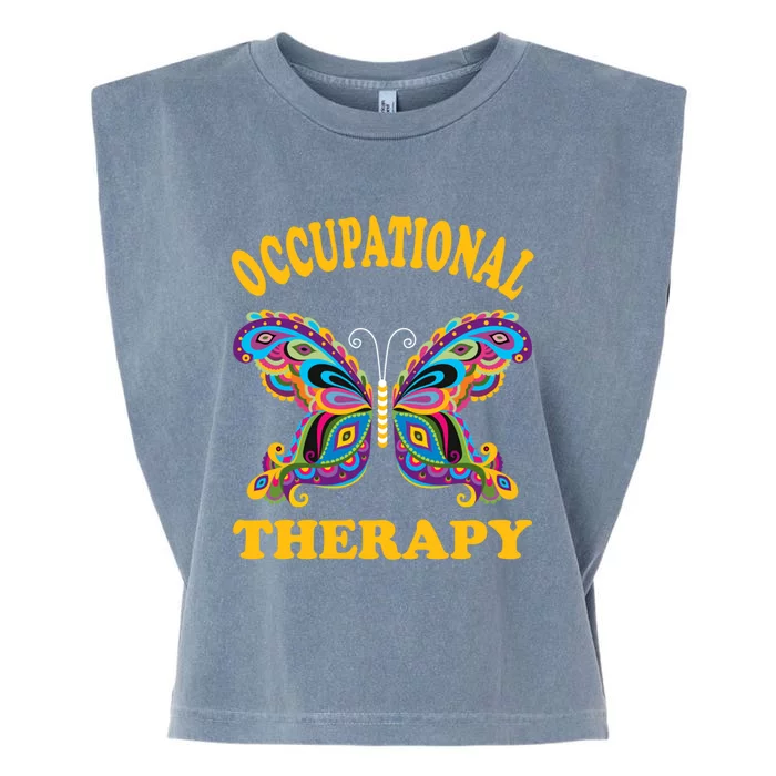 Ot Graduation 70s Retro Butterfly Occupational Therapy Funny Gift Garment-Dyed Women's Muscle Tee