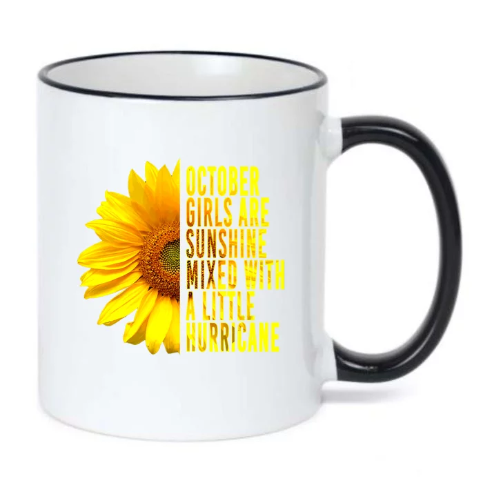 October Girls Are Sunshine Mixed Hurricane Sunflower Gift Funny Gift Black Color Changing Mug