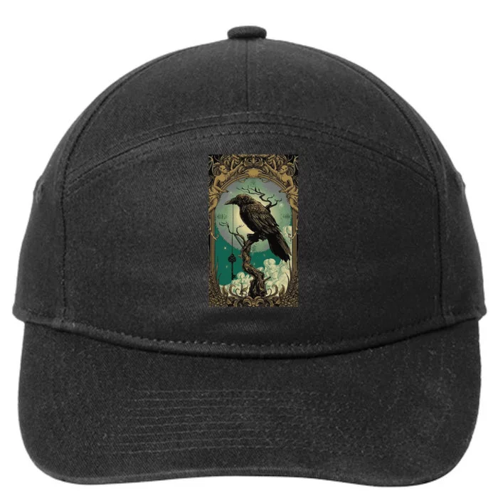 Occult Gothic Aesthetic Esoteric Crow Witchcraft Mysticism 7-Panel Snapback Hat