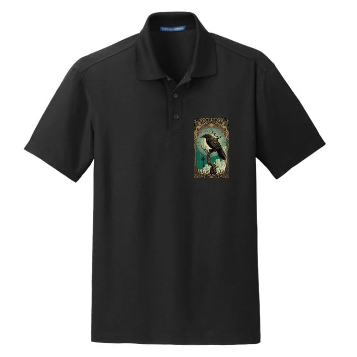 Occult Gothic Aesthetic Esoteric Crow Witchcraft Mysticism Dry Zone Grid Performance Polo