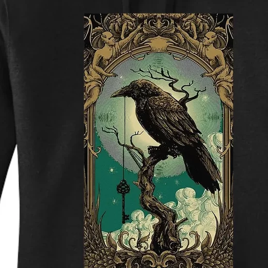 Occult Gothic Aesthetic Esoteric Crow Witchcraft Mysticism Women's Pullover Hoodie