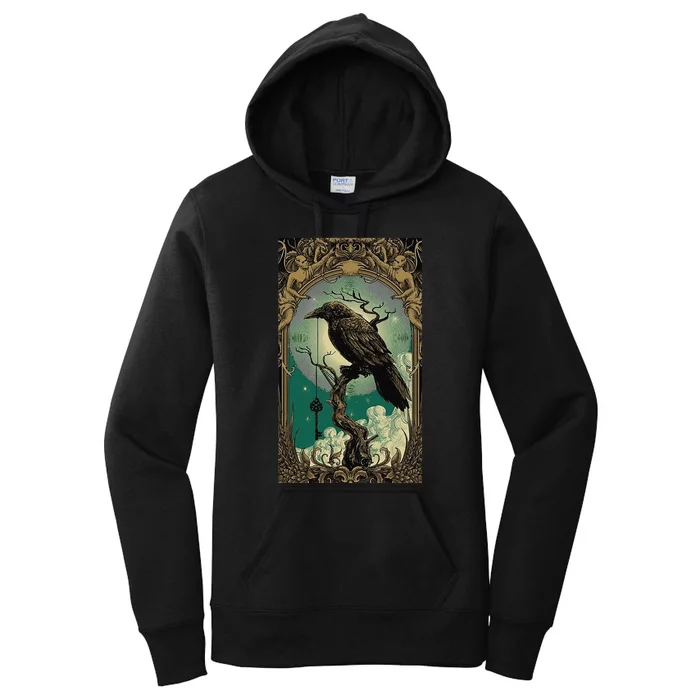 Occult Gothic Aesthetic Esoteric Crow Witchcraft Mysticism Women's Pullover Hoodie