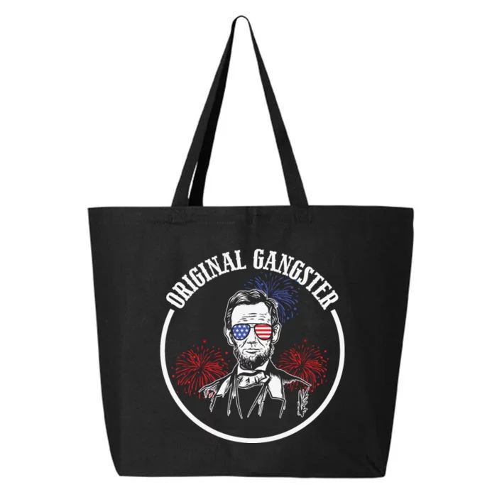 Original Gangster Abe Lincoln Funny 4th Of July 25L Jumbo Tote