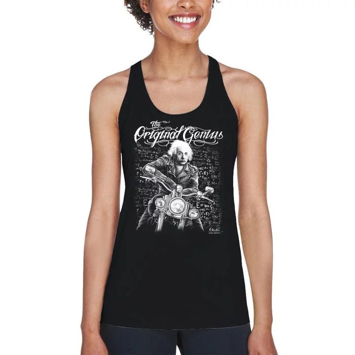 Original Genius Albert Einstein Biker Women's Racerback Tank