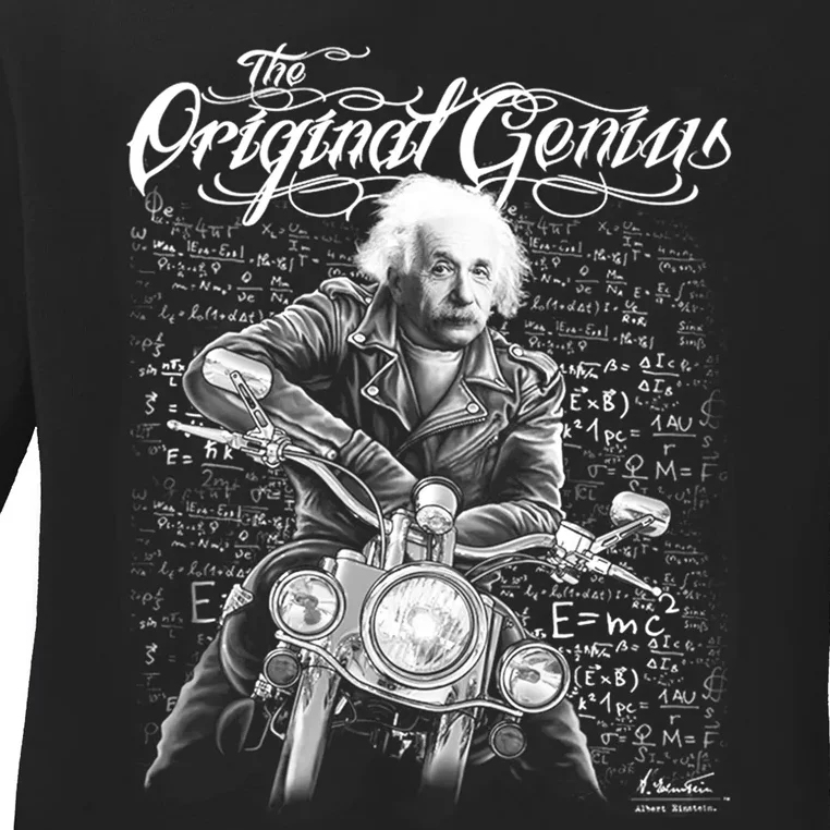 Original Genius Albert Einstein Biker Ladies Long Sleeve Shirt