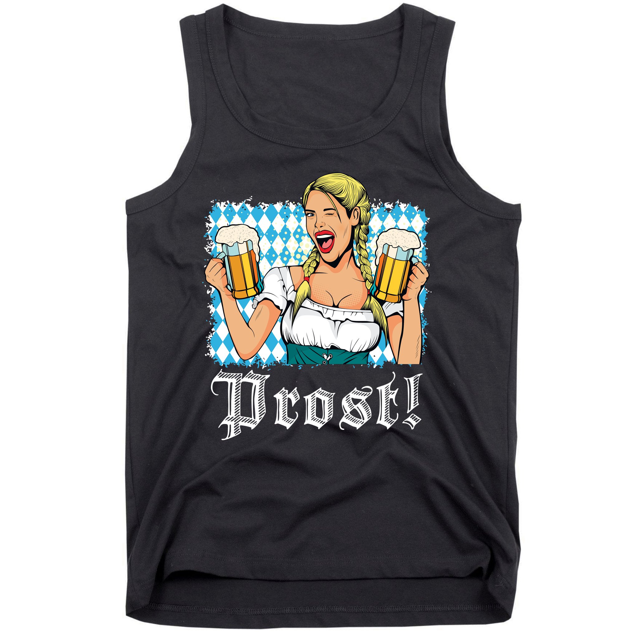 Oktoberfest Beer German Girl Bavarian Flag Drinking Prost Tank Top