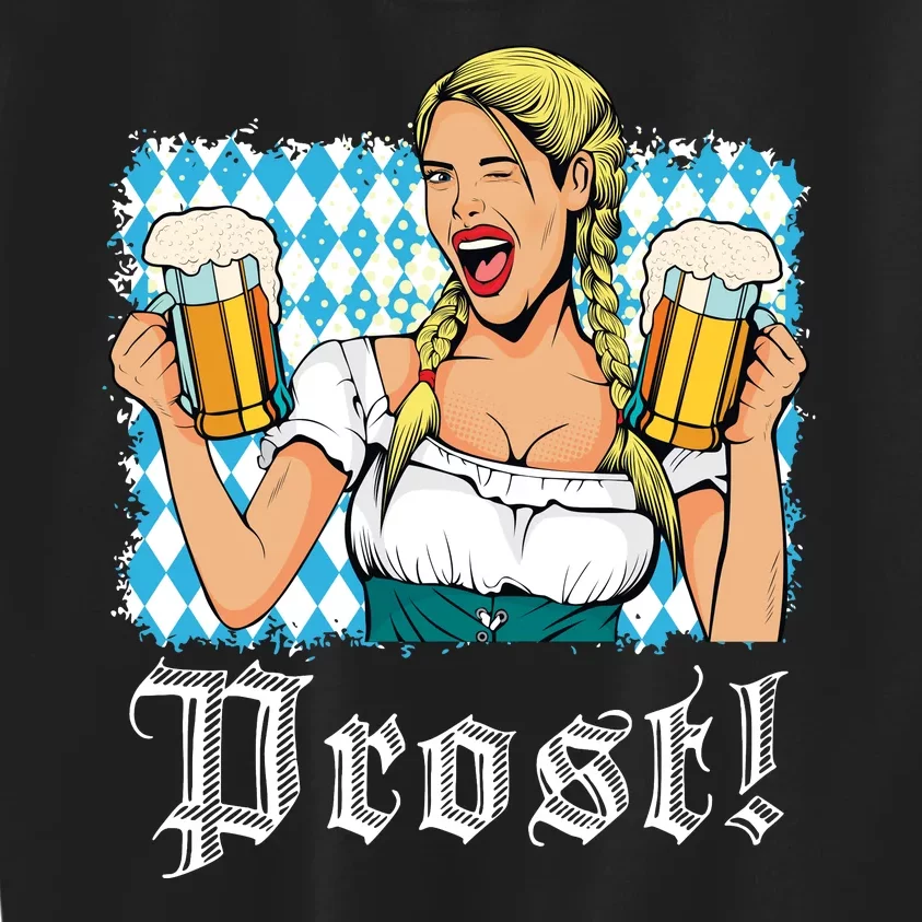 Oktoberfest Beer German Girl Bavarian Flag Drinking Prost Kids Sweatshirt