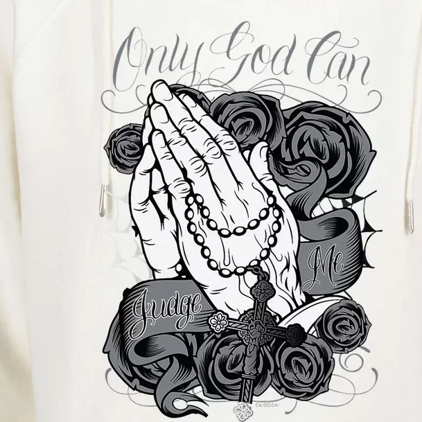 Only God Can Judge Me Chicano Low Rider Graphic Art Womens Funnel Neck Pullover Hood