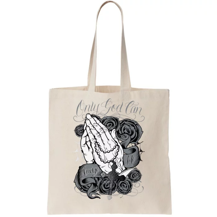 Only God Can Judge Me Chicano Low Rider Graphic Art Tote Bag