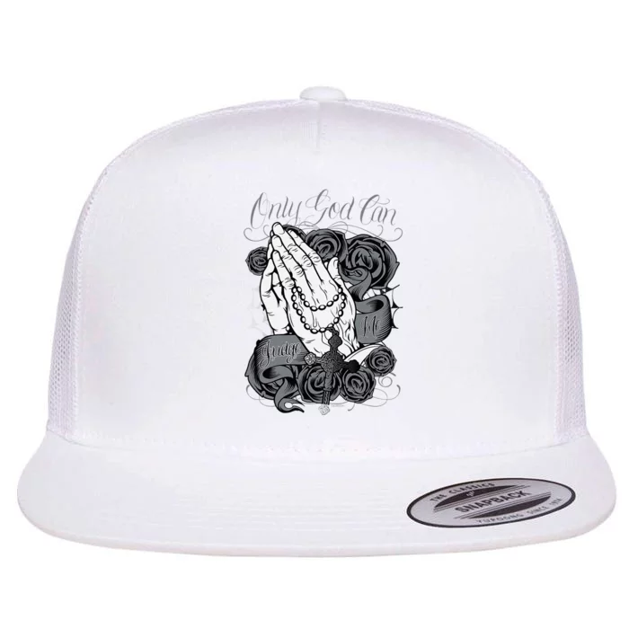 Only God Can Judge Me Chicano Low Rider Graphic Art Flat Bill Trucker Hat