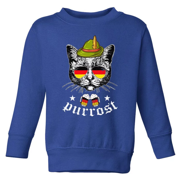 Oktoberfest German Cat Funny Purrost Women Cat Pun Toddler Sweatshirt