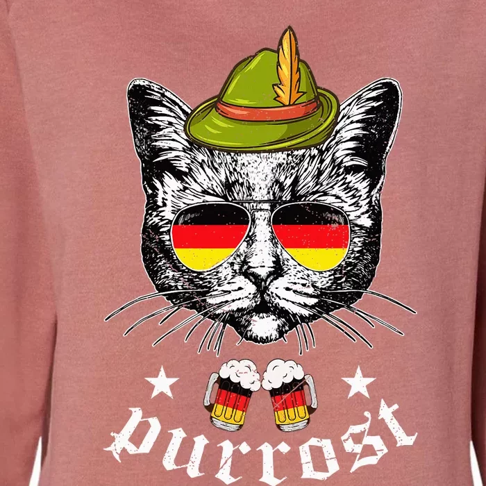 Oktoberfest German Cat Funny Purrost Women Cat Pun Womens California Wash Sweatshirt