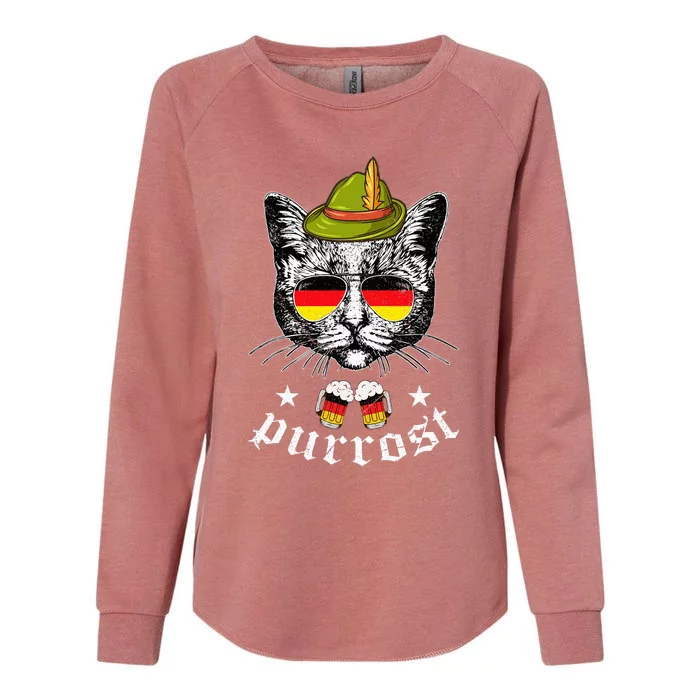 Oktoberfest German Cat Funny Purrost Women Cat Pun Womens California Wash Sweatshirt