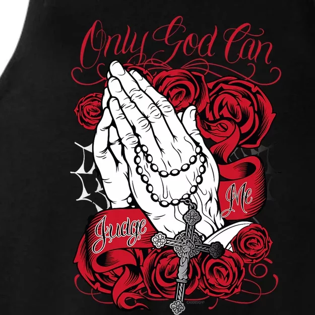 Only God Can Judge Me Red Ladies Tri-Blend Wicking Tank