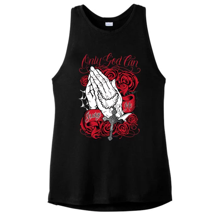 Only God Can Judge Me Red Ladies Tri-Blend Wicking Tank