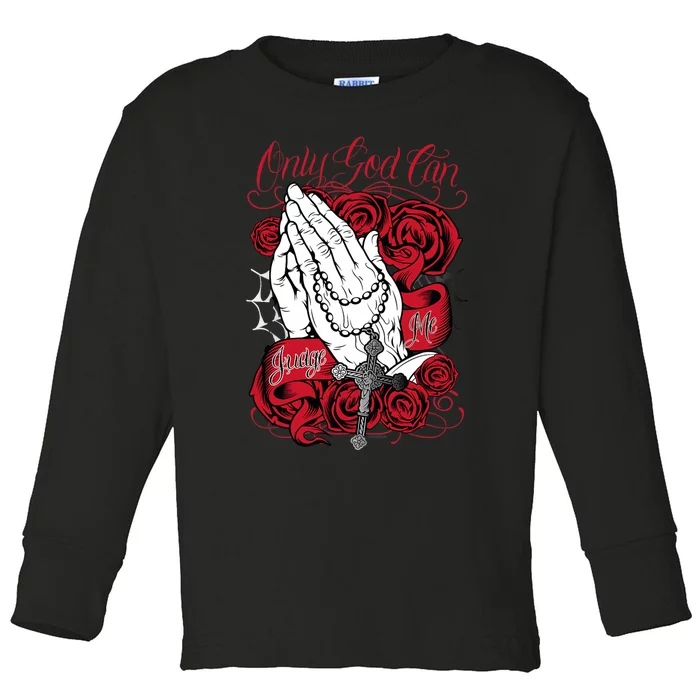 Only God Can Judge Me Red Toddler Long Sleeve Shirt