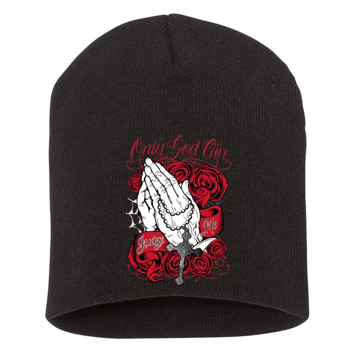 Only God Can Judge Me Red Short Acrylic Beanie