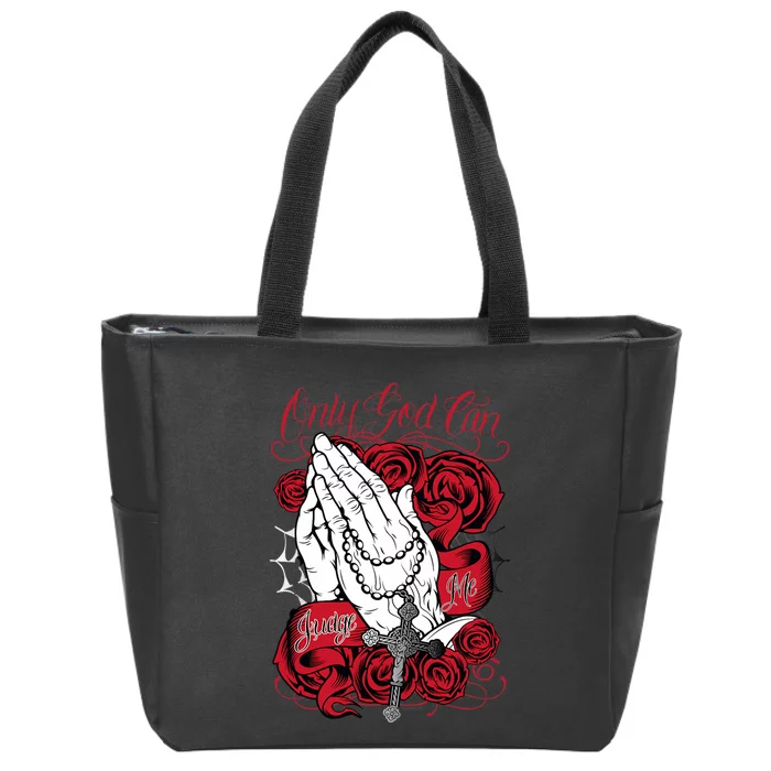 Only God Can Judge Me Red Zip Tote Bag