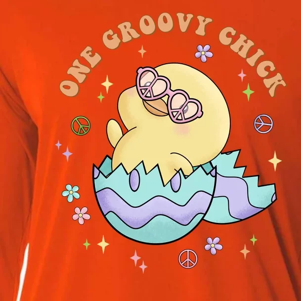 One Groovy Chick Funny Cute Baby Chicken Cooling Performance Long Sleeve Crew