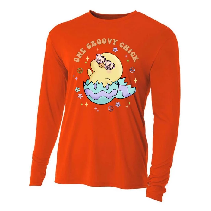 One Groovy Chick Funny Cute Baby Chicken Cooling Performance Long Sleeve Crew