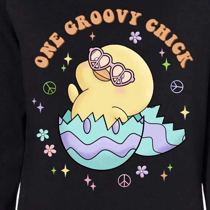 One Groovy Chick Funny Cute Baby Chicken Womens California Wash Sweatshirt