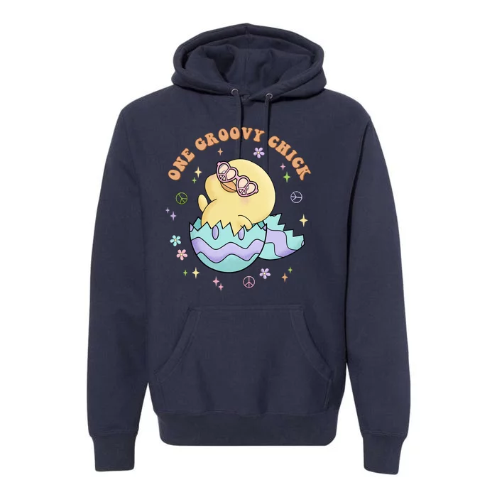 One Groovy Chick Funny Cute Baby Chicken Premium Hoodie