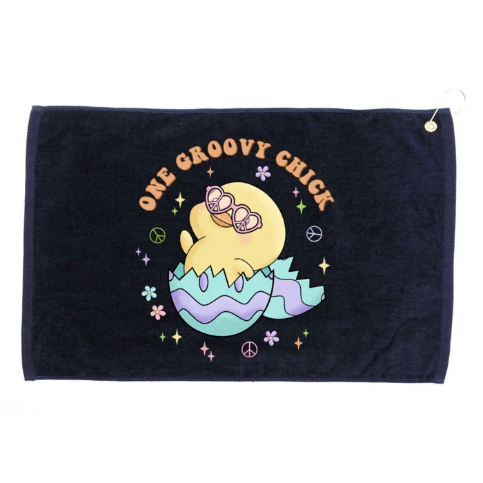 One Groovy Chick Funny Cute Baby Chicken Grommeted Golf Towel