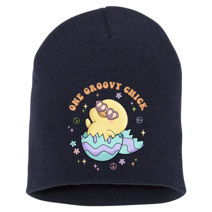 One Groovy Chick Funny Cute Baby Chicken Short Acrylic Beanie