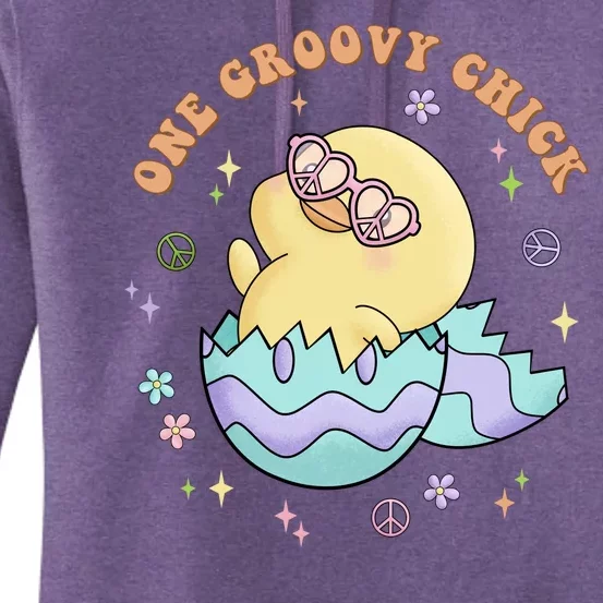 One Groovy Chick Funny Cute Baby Chicken Women's Pullover Hoodie