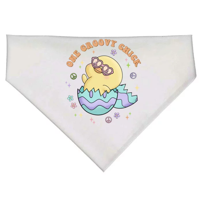 One Groovy Chick Funny Cute Baby Chicken USA-Made Doggie Bandana