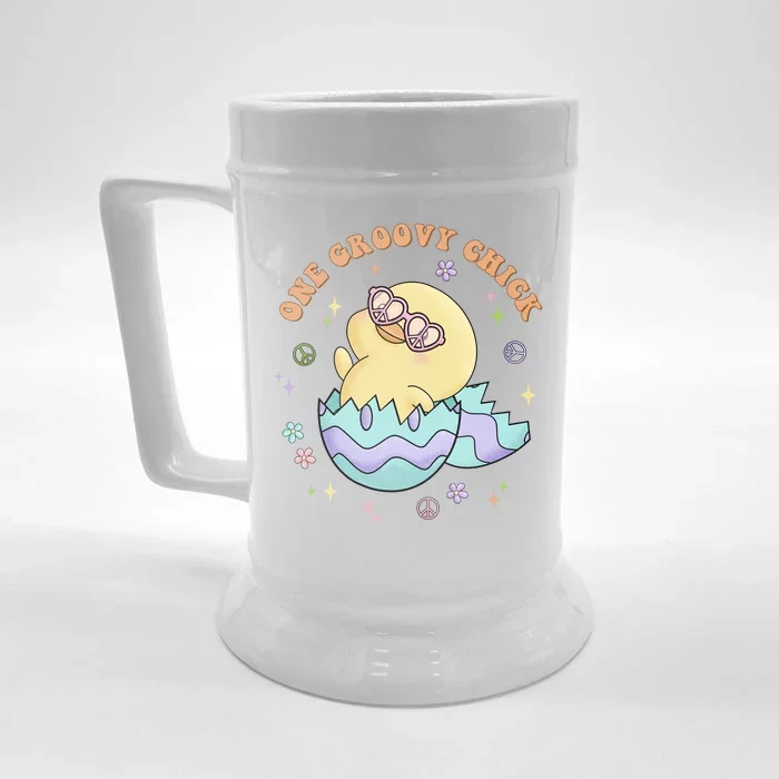 One Groovy Chick Funny Cute Baby Chicken Front & Back Beer Stein